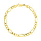 10k Yellow Gold Solid Figaro Bracelet (4.50 mm) thumbnail 2