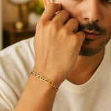 10k Yellow Gold Solid Figaro Bracelet (4.50 mm) thumbnail 3