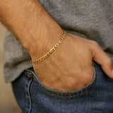 10k Yellow Gold Solid Figaro Bracelet (4.50 mm) thumbnail 4
