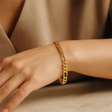10k Yellow Gold Solid Figaro Bracelet (4.50 mm) thumbnail 5