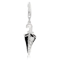 Sterling silver umbrella charm with black enamel and white crystal accents