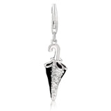 Sterling silver umbrella charm with black enamel and white crystal accents thumbnail 1