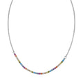 925 rhodium-plated sterling silver necklace with rainbow cubic zirconia stones