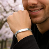 Sterling Silver Rhodium Plated Railroad Chain ID Bracelet thumbnail 4