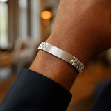 Sterling Silver Rhodium Plated Railroad Chain ID Bracelet thumbnail 6