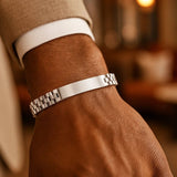Sterling Silver Rhodium Plated Railroad Chain ID Bracelet thumbnail 7