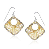 Designer Sterling Silver and 14K Yellow Gold Geometric Thread Earrings thumbnail 1