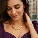 Oval Domed Paperclip Necklace in 14K Yellow Gold (5.30 mm) thumbnail 3