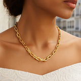 Oval Domed Paperclip Necklace in 14K Yellow Gold (5.30 mm) thumbnail 4