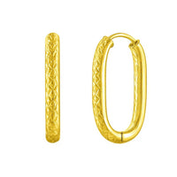 Endless Engraved Paperclip Hoop Earrings in 14K Yellow Gold