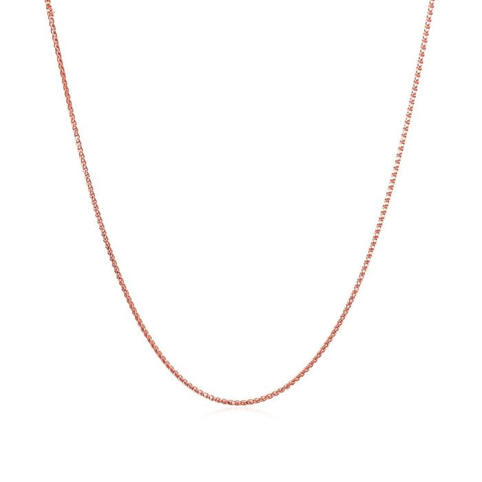 14k Rose Gold Diamond Cut Round Wheat Chain (0.70 mm)