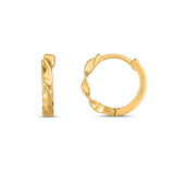 14K yellow gold twist huggie hoop earrings with rope pattern thumbnail 1