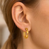 14k Yellow Gold Twist Huggie Hoops thumbnail 3