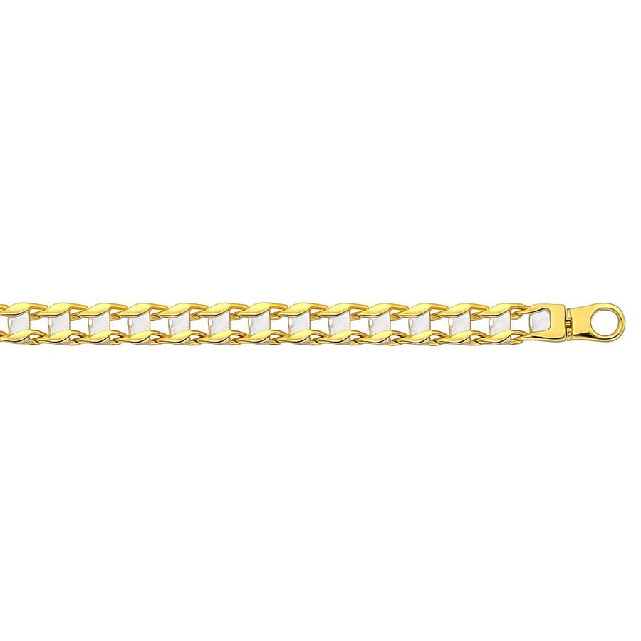 14k Two-Tone Gold Mens Bracelet with S Style Bar Links (7.85 mm)