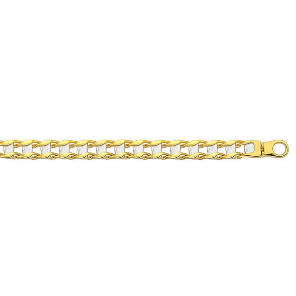 14k Two-Tone Gold Mens Bracelet with S Style Bar Links (7.85 mm)