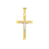 14k Two Tone Gold High Polish Diamond Cut Cross Pendant thumbnail 1