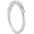 14K white gold ring with shared prong round diamond stones