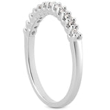 14K white gold ring with shared prong round diamond stones thumbnail 1