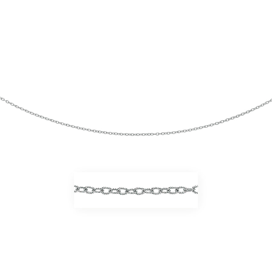 14k White Gold Pendant Chain with Textured Links (2.30 mm)