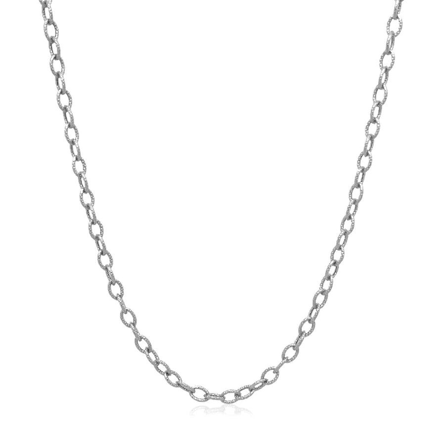 14k White Gold Pendant Chain with Textured Links (2.30 mm)
