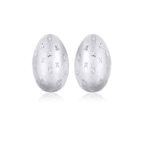 14K White Gold Sparkle Kiss Diamond-cut Oval Stud Earrings thumbnail 1