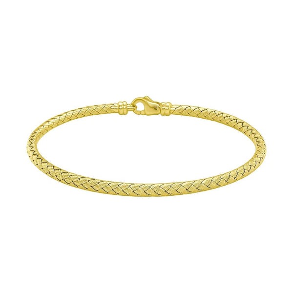 Fancy Weave Bangle in 14k Yellow Gold (3.00 mm)