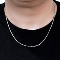 14K white gold rope chain with diamond-cut faceted twisted links