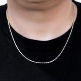 14K white gold rope chain with diamond-cut faceted twisted links thumbnail 1