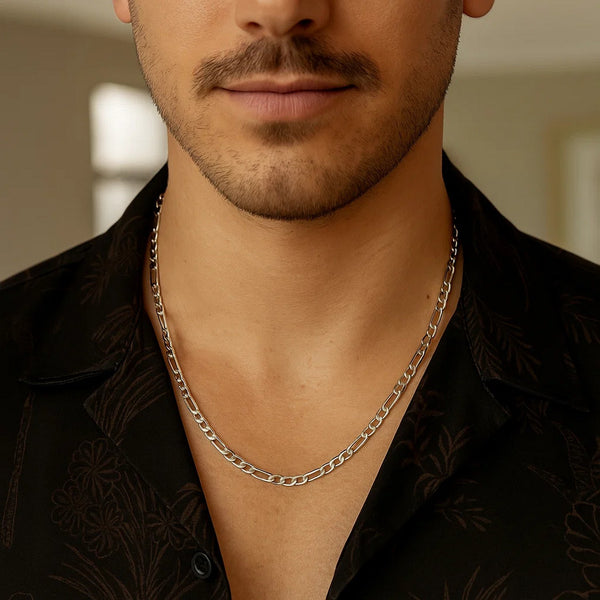 14k White Gold Solid Figaro Chain (3.00 mm)