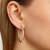 14k White Gold Polished Hoop Earrings (3x40mm)