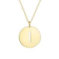14K Yellow Gold Disc Initial I Pendant