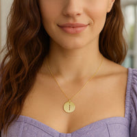 14K Yellow Gold Disc Initial I Pendant