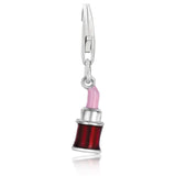 Sterling Silver Lipstick Style Charm with Pink and Red Enamel Finish thumbnail 1