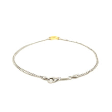 14k Yellow Gold and Sterling Silver Anklet with a Single Open Heart Station