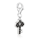 Sterling silver key charm with black-tone crystal accents thumbnail 1