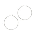 Rhodium plated sterling silver 50mm hoop earrings with 2mm tube profile