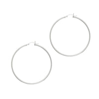 Rhodium Plated Hoop Earrings in Sterling Silver (2x50mm)