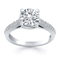 14K white gold trellis engagement ring with round diamond stones