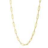 14K yellow gold paperclip chain necklace with domed 4.80 mm links thumbnail 1
