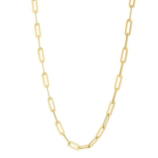14K yellow gold paperclip chain necklace with domed 4.80 mm links