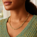 Long Domed Paperclip Necklace in 14K Yellow Gold (4.80 mm) thumbnail 4