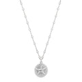 Sterling silver rhodium plated starfish medallion pendant necklace