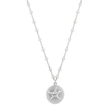 Sterling silver rhodium plated starfish medallion pendant necklace thumbnail 1