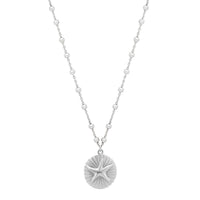 Sterling Silver Rhodium Plated Starfish Medallion Necklace