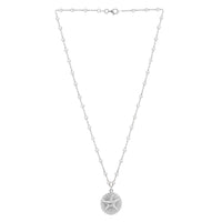 Sterling Silver Rhodium Plated Starfish Medallion Necklace