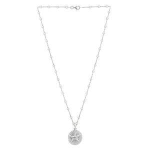 Sterling Silver Rhodium Plated Starfish Medallion Necklace