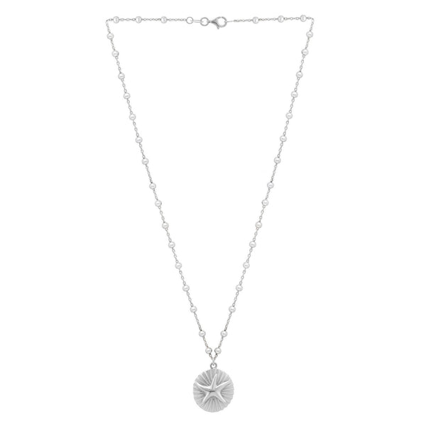 Sterling Silver Rhodium Plated Starfish Medallion Necklace