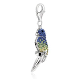 925 sterling silver parrot charm with blue and green tone crystal accents thumbnail 1