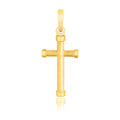 14K yellow gold cross pendant with rounded ends