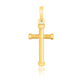 14K yellow gold cross pendant with rounded ends thumbnail 1